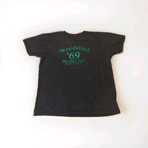 Vintage Woodstock 1969 T Shirt Black Green Single Stitch Bethel NY August